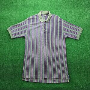 Dockers Polo Shirt Mens Large Tall Striped Short Sleeve Vintage Y2K Golf Preppy‎